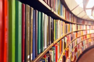 Shelves of books in a library